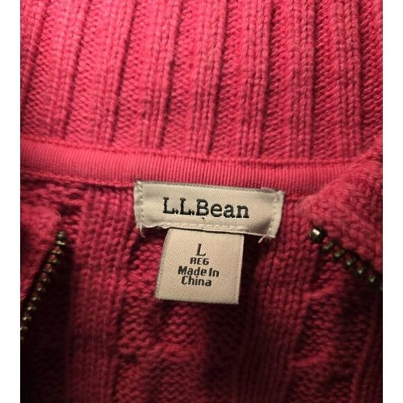 L.L. Bean Cable Knit Full Zip Sweater Women Size L Pink - Picture 5 of 5